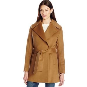 Trina Turk Women's Beverlee Wool Wrap Coat, Camel